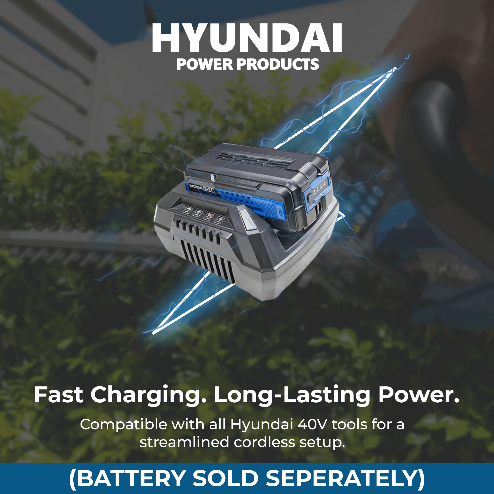 Hyundai 40V Battery Grass Trimmer - 330mm Cutting, Skin Only with Shoulder Strap, Cordless & Rechargeable - SKIN ONLY (HY40ST13) - Image 6