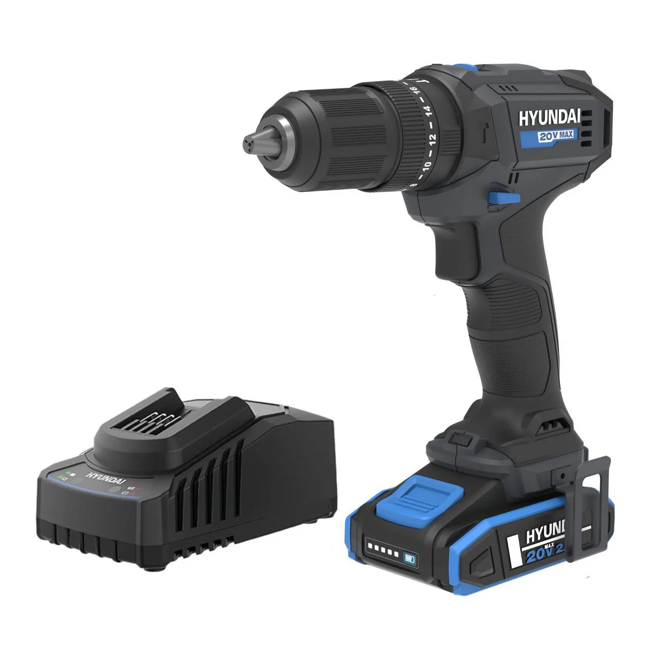 Hyundai 20V Cordless Hammer Drill Kit – 50Nm Power + 75pc Tool Set + 2.0Ah Battery & Fast Charger | Home DIY, Furniture Assembly, Repairs (HD20S-50TT) - Image 12