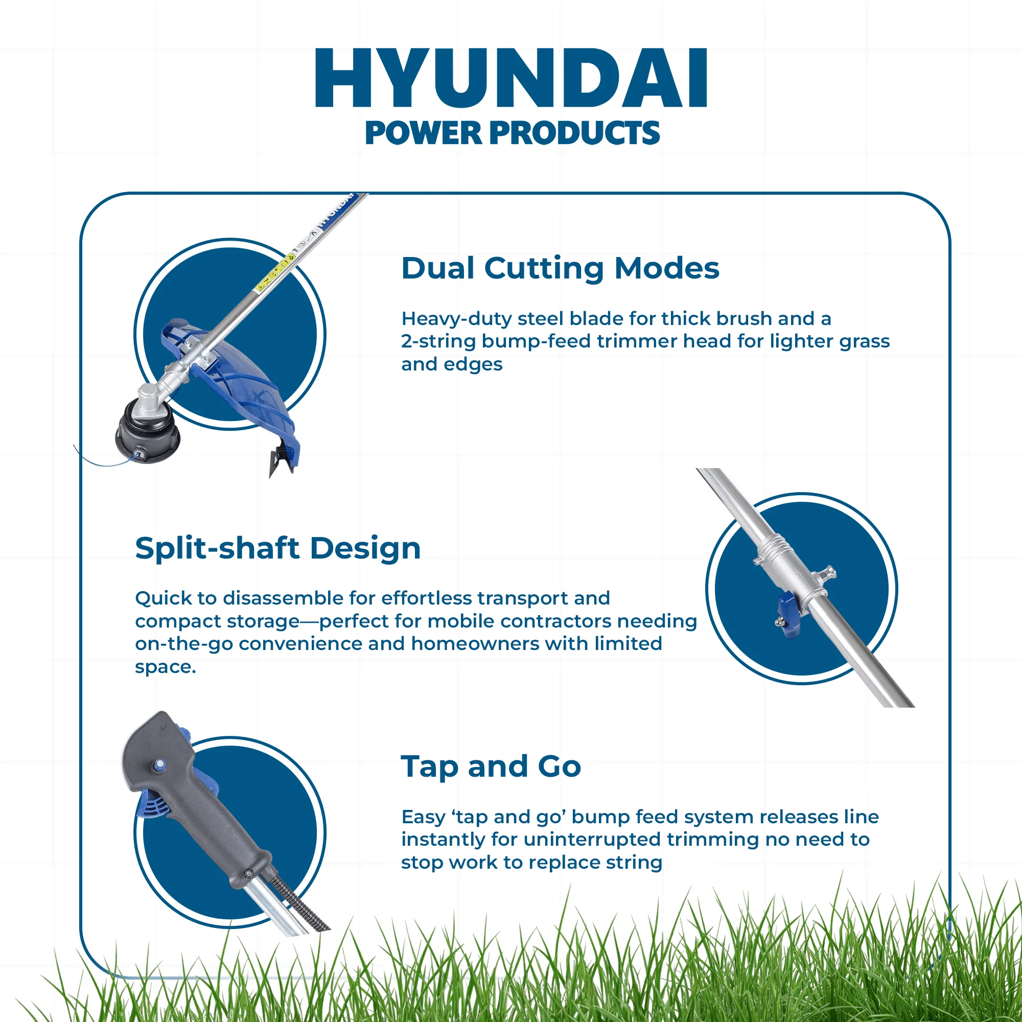 Hyundai 33cc Petrol Pole Chainsaw – 10" Bar, Easy Start, Triple Shaft, 2-Stroke Engine (HYPS3300) - Image 4