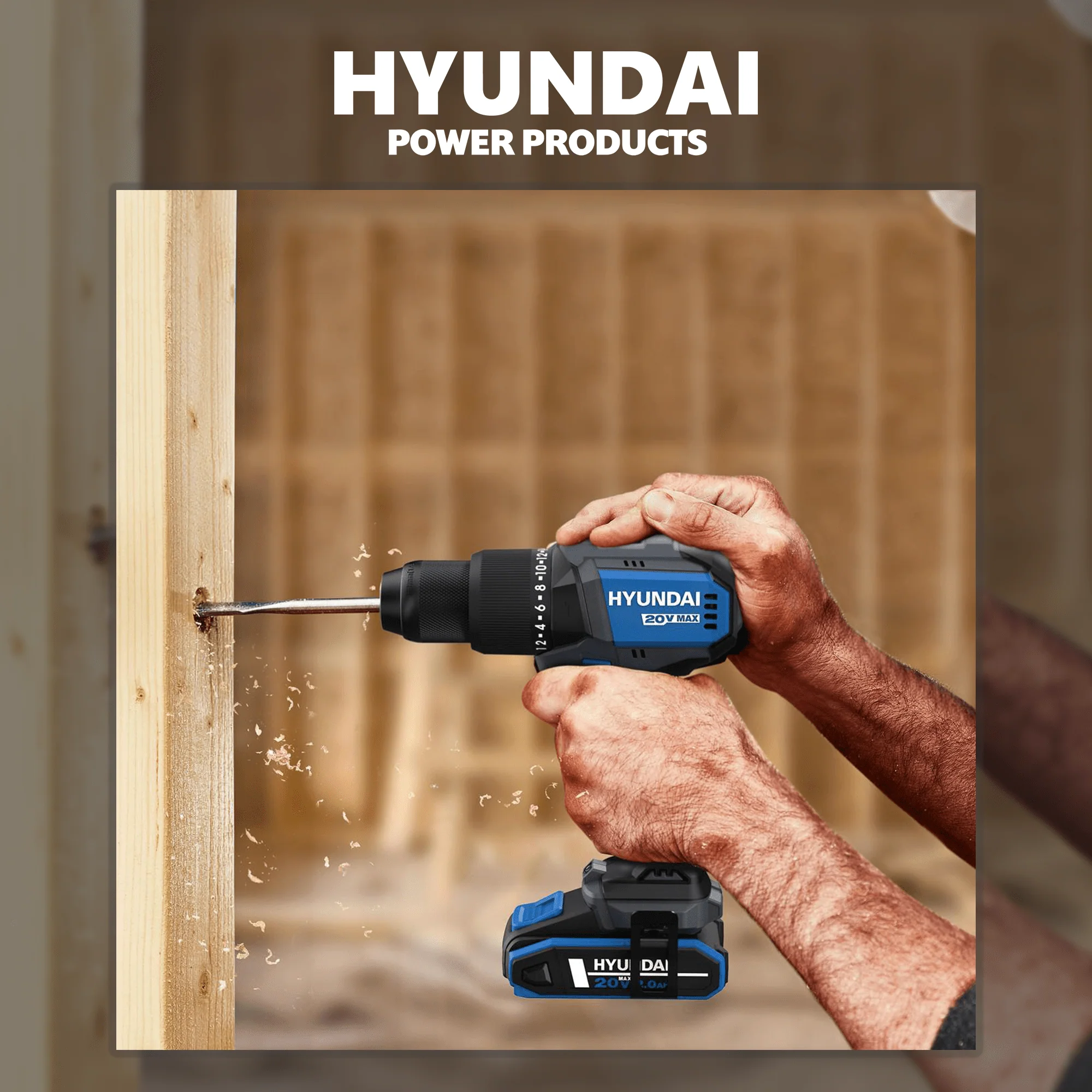Hyundai Power Tools 2 Piece Kit - Hammer Drill + Impact Driver + 4Amp Battery and Charger ( HPK001) - Image 7